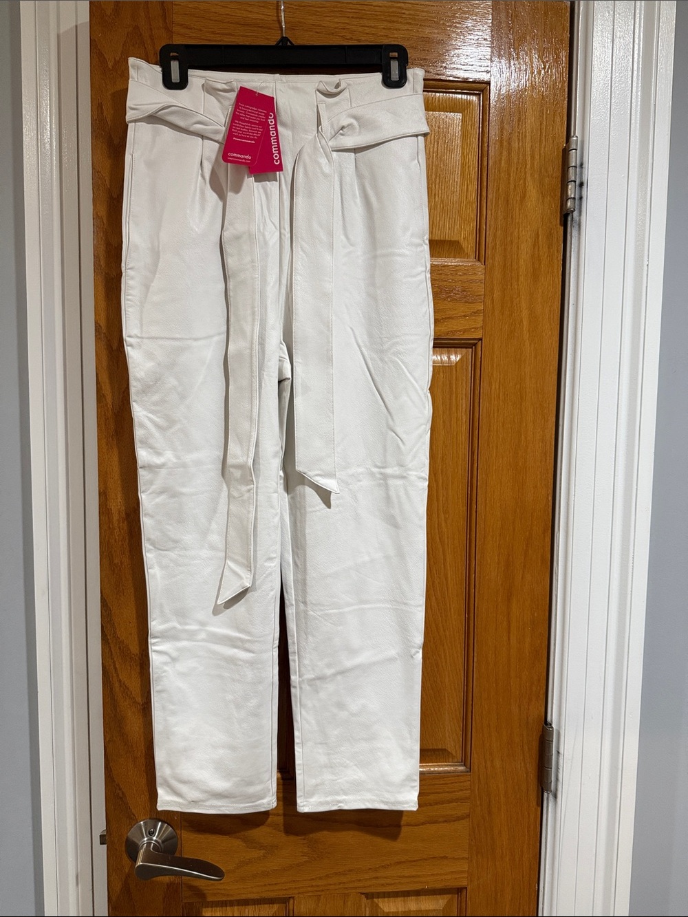 Faux Leather Commando Pants in White